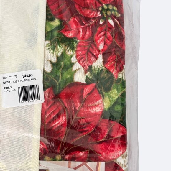 St. Nicholas Square Christmas Traditions Tablecloth 60"X 84" Oblong Poinsettia H - Picture 4 of 8